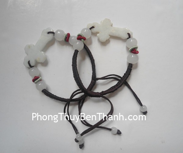 day rut thanh gia 02 Dây rút đeo tay mặt thánh giá đá ngọc Phỉ Thúy xanh cầu an S155