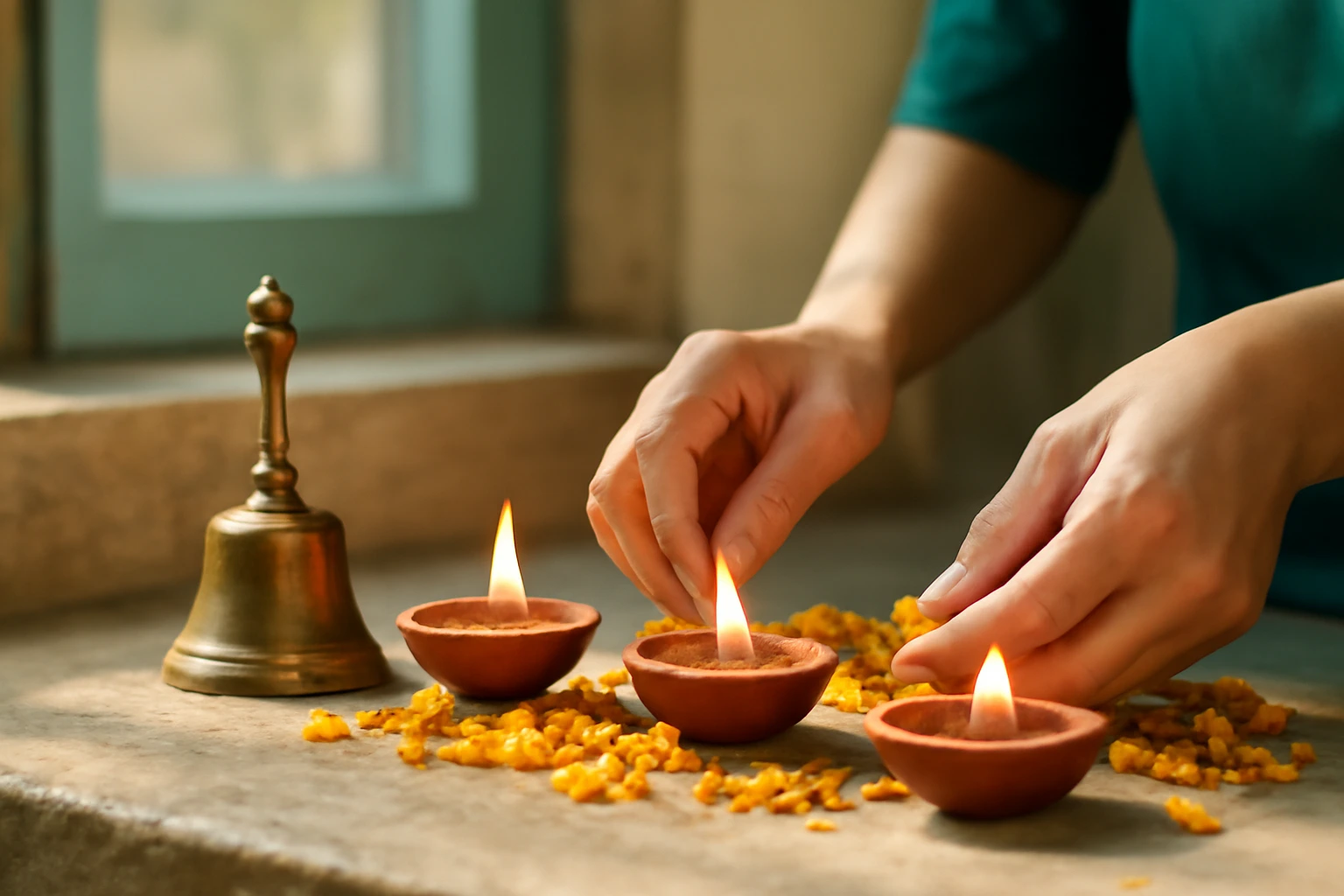 Chuông đền và đèn diya: hai món đồng thau, đất nung của Ấn Độ và Nepal, dùng sao cho đúng ý và an toàn lửa